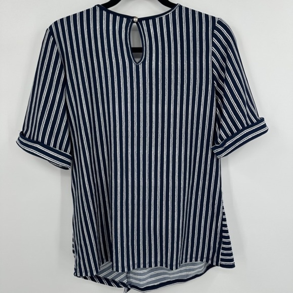 Striped Navy Tie-Front Women’s Top - Picture 4 of 4